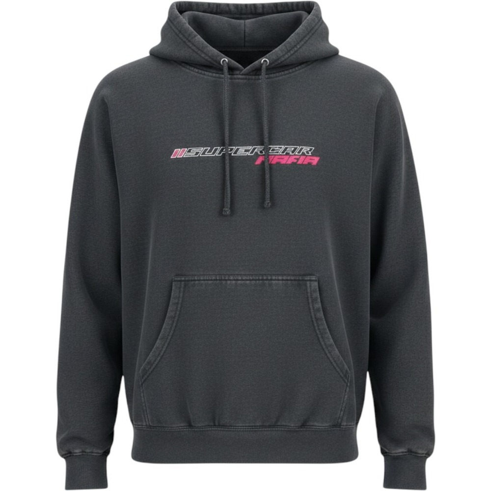 Supercar Mafia Graphic Hoodie Black Faded Pullover Sweatshirt Mens Large